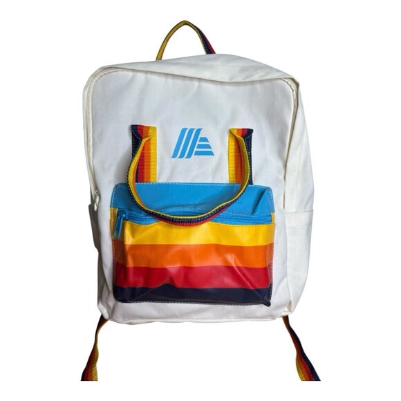 Aldi Gear Backpack 2023 with Laptop Padded Pocket Vintage Retro Red Orange Blue - Picture 2 of 13